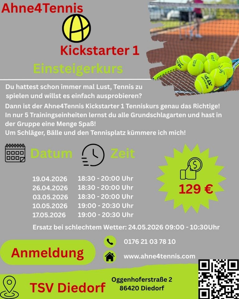 Lust auf Tennis? Dann starte jetzt durch mit dem Kickstarter Einsteigerkurs!